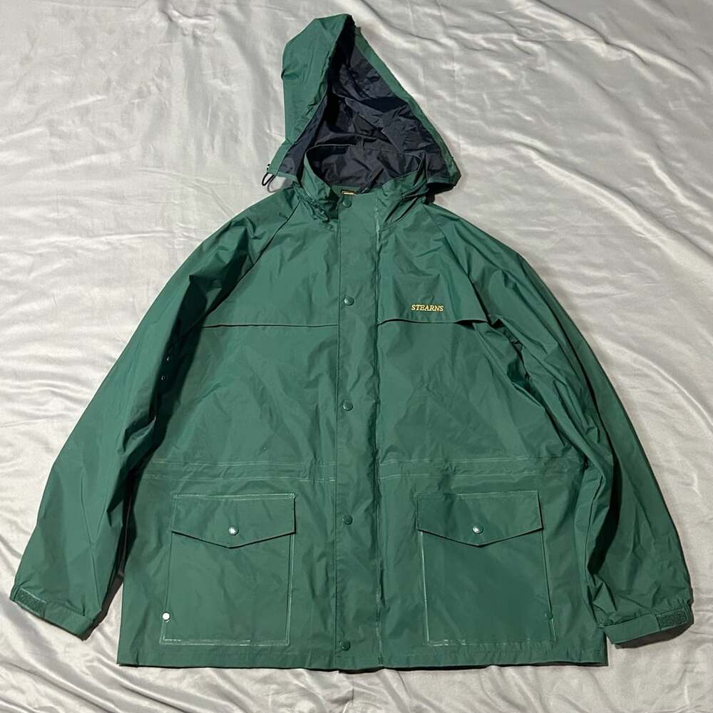 Stearns Dry Wear Rain Jacket Size XL Green Hooded 8176